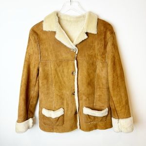 Vintage Tan and Cream Shearling Jacket